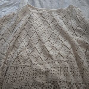 Cream Crochet Poncho